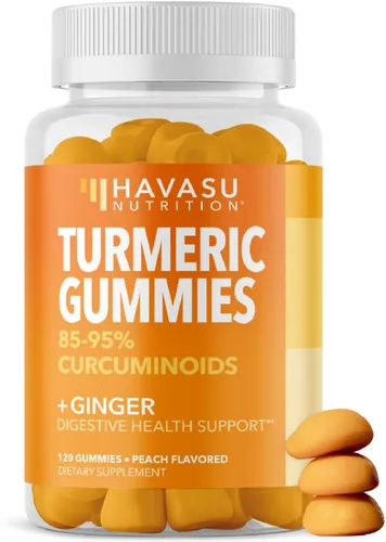 Miniatura 10 de Gomitas de cúrcuma con extracto de raíz de jengibre, suplemento de salud digestiva y apoyo inmunológico para el bienestar general, 60