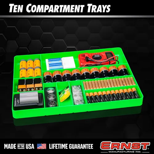 Miniatura 5 de Ernst MFG Organizador de cajones de 10 compartimentos: bandeja apilable resistente para organización de herramientas automotrices, caja de Negro