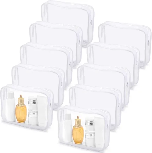 Miniatura 12 de Tbestmax 10 Piezas Bolsas de Cosméticos Transparentes Bolsas de Maquillaje Portátiles Impermeables Bolsas de Artículos de Tocador de Viaje Negro