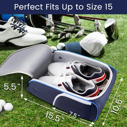 Miniatura 3 de YOREPEK Bolsa para zapatos de golf, con 3 bolsillos para calcetines, guantes, camisetas, bolas, cepillo, diseñada con una asa de transporte superior