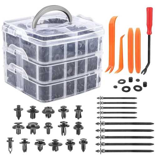Miniatura 11 de Kit de clips y sujetadores de retención para automóvil – 32 tamaños universales de parachoques de nailon, remaches para guardabarros, clips