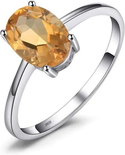 Miniatura 16 de JewelryPalace Anillos de compromiso solitarios de plata de ley 925 chapados en oro de 14 quilates con piedra natal de topacio azul citrino y piedras