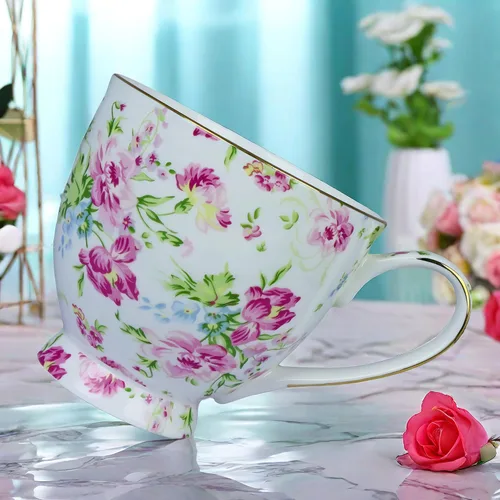 Miniatura 4 de Tazas de café lindas de 16 oz para mujer, tazas lindas de porcelana y hueso, tazas de café, tazas de té para mujeres Mon regalos de cumpleaños
