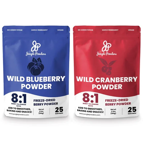 Jungle Powders Polvo de arándano salvaje y arándano silvestre de 3.5 onzas, extracto natural de origen nórdico para hornear, saborizar y cocinar