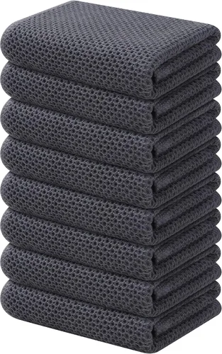 Miniatura 168 de Kitinjoy - Paños de cocina de 100 % algodón, tela de tejido gofrado, paño de limpieza ultrasuave, absorbente y de secado rápido. Gris Oscuro