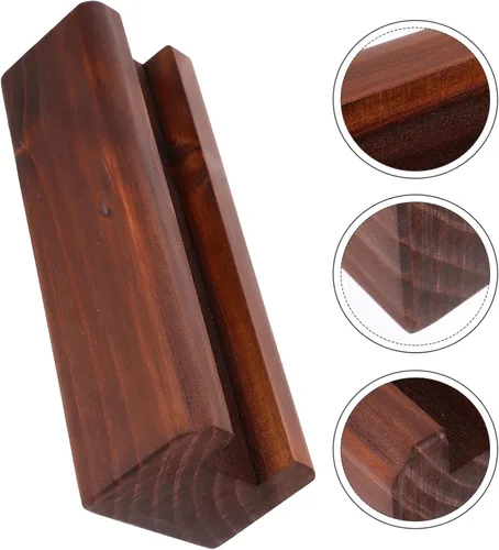 Miniatura 8 de Uonlytech Soporte de espejo de piso, base de soporte de madera de 9.84 x 3.14 x 2.75 pulgadas, soporte de espejo estable para uso en el hogar