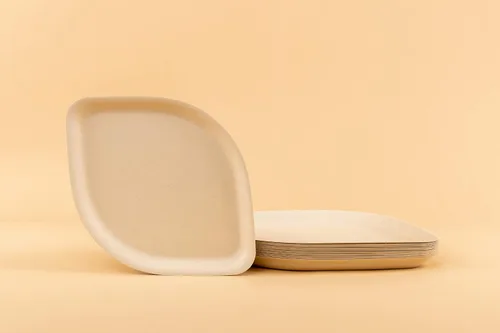 Miniatura 7 de Platos desechables de bambú marrón – Platos compostables de aperitivo de 8 pulgadas – Platos de postre de ensalada biodegradables resistentes