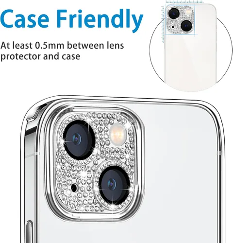 Miniatura 124 de Protector de lente de cámara diseñado para iPhone 12 Pro Max, con diamantes de imitación 3D con diamantes de imitación 9H, vidrio templado, Rosado