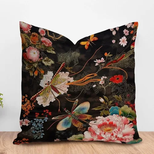 Miniatura 59 de ArogGeld Funda de almohada blanca con flores chinoiserie, funda de almohada para sofá, diseño floral verde y blanco, funda de almohada de lino A-12
