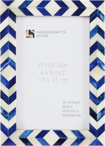 Miniatura 16 de Handicrafts Home Marco de fotos de mosaico chevron – Marco de fotos hecho a mano con incrustaciones de hueso de 4 por 6 para decoración de mesa