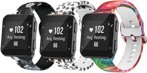 Miniatura 8 de Correa de reloj compatible con Garmin Forerunner 35, correa de repuesto de silicona con patrón de moda para hombre y mujer