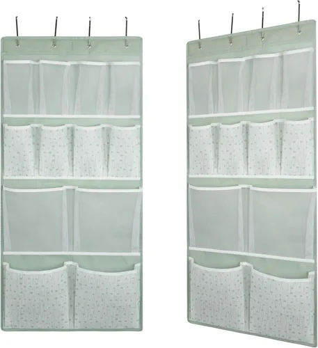 Miniatura 9 de Organizador de almacenamiento colgante de 16 bolsillos para colgar sobre la puerta con 4 tipos de bolsas para zapatos, calcetines, sombreros, ropa