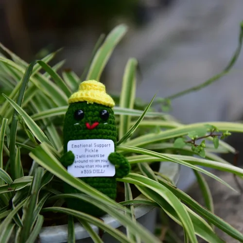 Miniatura 6 de Cabeza de Patata Positiva y Divertida con Tarjeta Mini de Crochet y Tejido para Apoyo Emocional Hecho a Mano, Regalos de Pepino, Decoración