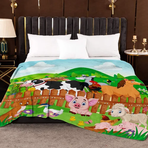 Miniatura 7 de Manta de animales de granja, bonita manta de animales de granja para niños, suave y acogedora manta de franela para perros de granja, cerdo