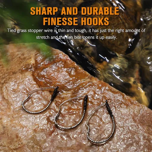 Miniatura 7 de Dovesun 30PCS Weedless Wacky Rig Hooks Worm Fishing Hooks for Bass Fishing Size 1# 1/0 2/0 for Ne-ko, No Sinker Rig Wide Gap with Soft Worm Baits