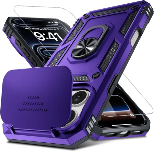 Miniatura 23 de Janmitta - Funda para iPhone 14 Pro con cubierta deslizante para lente de cámara incorporada + protector de pantalla, funda de cuerpo completo