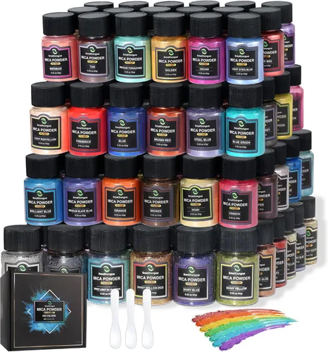 Miniatura 9 de Smalltongue Polvo de mica para resina epoxi, 36 colores, botellas de 0.35 oz (10g) con purpurina de mica, pigmento para brillo de labios