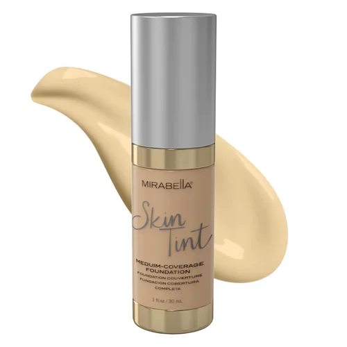 Miniatura 7 de Mirabella Skin Tint Creme - Base líquida de maquillaje mineral sin aceite para una cobertura media, con ácido hialurónico, escualano y alantoína III