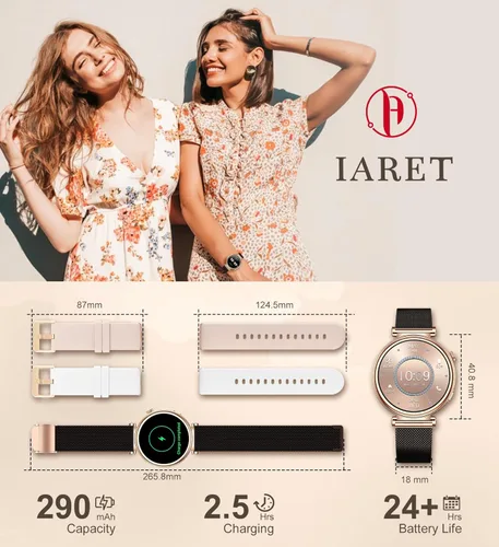 Miniatura 7 de Reloj inteligente para mujer con llamada Bluetooth, reloj de fitness de 1.27 pulgadas, contador de pasos, monitor de sueño de frecuencia cardíaca