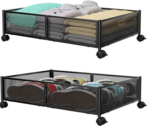 Miniatura 11 de Contenedor de Almacenamiento Debajo de la Cama con Ruedas, Organizador de Cajones de Almacenamiento para Zapatos Debajo de la Cama, Contenedores