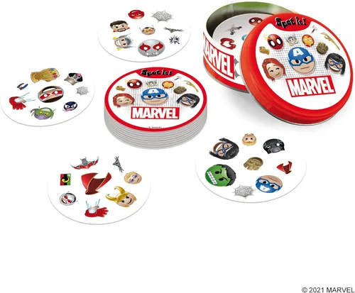 Miniatura 4 de Spot It! Marvel Emojis - Juego de cartas de la familia Marvel Super Heroes para diversión de superhéroes. Juego de emparejamiento rápido para niños