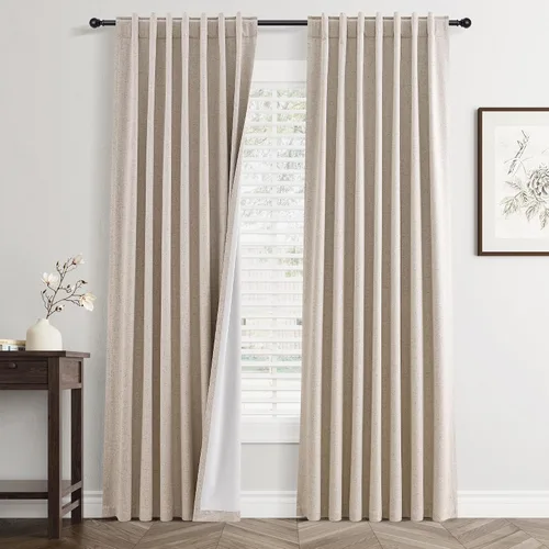 Miniatura 44 de Cortinas Opacas de Lino Beige Blanco de 84 Pulgadas de Largo, Juego de 2 Paneles para Sala de Estar y Dormitorio, Térmicas con Reducción de Ruido