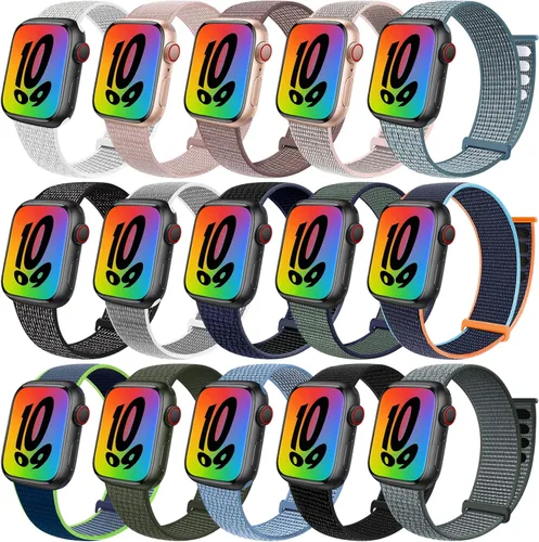 Miniatura 24 de Correa deportiva compatible con Apple Watch Band de 1.496 in, 1.575 in, 1.654 in, 1.732 in, iWatch Series 6 5 SE 4 3 2 1, correa de nailon con azul