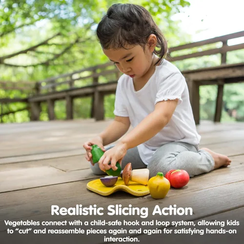 Miniatura 5 de PlanToys Juego de verduras surtidas de madera Montessori Play Food para niños pequeños Incluye tomate, champiñón, chalota, pimiento morrón y Set