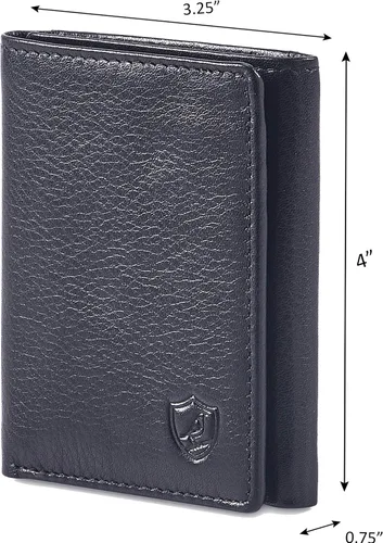 Miniatura 3 de Billetera para hombre, de piel auténtica, con bloqueo RFID, con ventana de identificación, en caja de regalo
