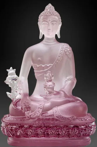 Miniatura 10 de Houlu Estatua de Buda de la medicina tibetana, 4.13 pulgadas, figura de Buda curativa de cristal Liuli para la salud (verde)