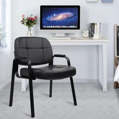 Miniatura 2 de CLATINA Big & Tall - Silla de invitados para sala de espera de 400 libras, silla de recepción de oficina de cuero, sin ruedas, con respaldo, asiento