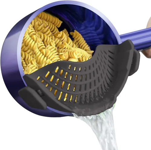 Miniatura 24 de AUOON - Colador grande con clip para todas las ollas y sartenes, colador de silicona de gran tamaño, diseño familiar, colador de pasta, colador