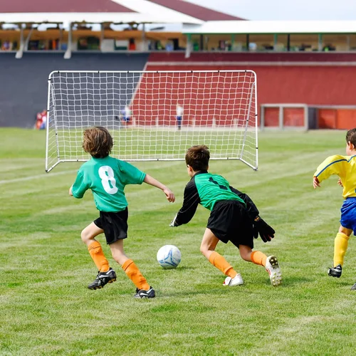 Miniatura 5 de Portería de fútbol portátil de 12 x 6 pies, marco de acero resistente con red para juego de fútbol en el patio trasero, deportes al aire libre