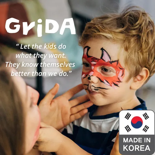 Miniatura 3 de Grida - Pintura facial para niños, kit profesional de pintura facial para fiestas para niños con 12 colores vibrantes con doble blanco, fácil