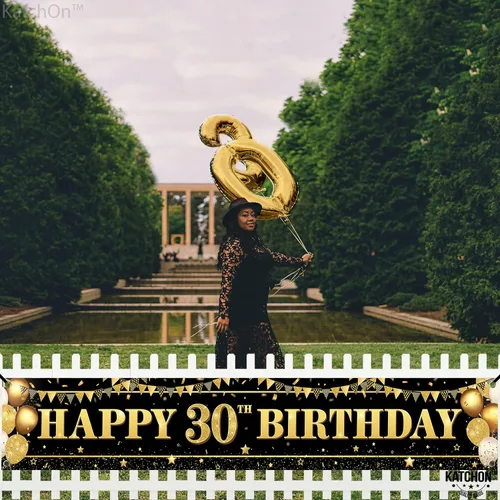 Miniatura 5 de KatchOn, Cartel grande de feliz cumpleaños 30 para patio, 120 x 20 pulgadas, decoraciones de cumpleaños número 30 para mujeres y hombres, pancarta