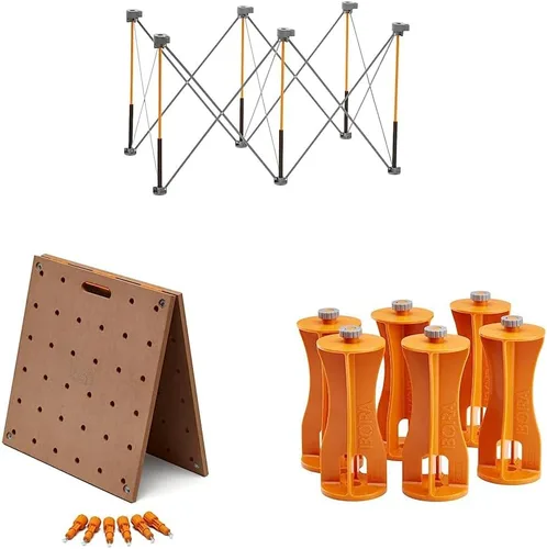 Bora Centipede CK6S - Soporte de trabajo portátil de 30 pulgadas de altura y mesa de trabajo para caballos de sierra y juego de 6 elevadores, color