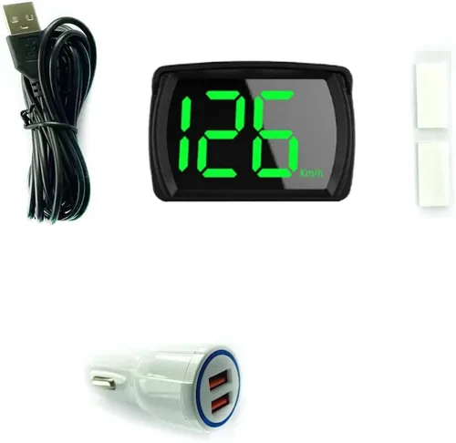Miniatura 2 de Shkalacar Pantalla frontal HUD para automóvil, velocímetro digital GPS KM/H MPH con pantalla LED de fuente grande + adaptador de carga de automóvil