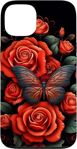 Miniatura 7 de Cute Butterfly Red Floral Flower Butterfly Rose Case for iPhone 17