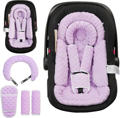 Miniatura 11 de BOMOLOUR Inserto de Asiento de Coche para Bebés con Cojín Removible para Recién Nacido, Inserto Reversible para Asiento de Coche con Soporte