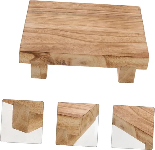 Miniatura 5 de Tofficu Elevador de madera para encimera de cocina, taburetes pequeños para decoración taburete de pie para sala de estar