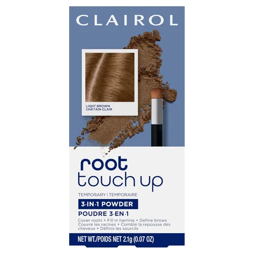 Clairol Polvo de corrección temporal para retoque de raíz, color de cabello castaño claro, paquete de 1 Marrón claro
