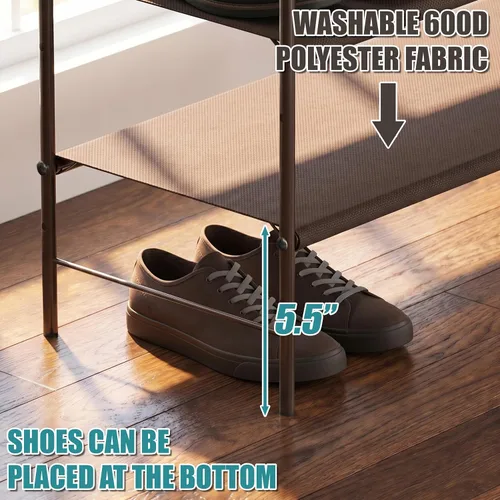 Miniatura 7 de Simple Houseware Organizador de almacenamiento para zapatos de 6 niveles con bolsa lateral para colgar, bronce
