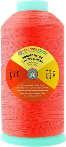 Miniatura 211 de Mandala Crafts - Hilo de nailon para coser cuero, tapicería, mezclilla y para trenzar el pelo; resistente, 1500 yardas, tamaño 69 T70 Marrón