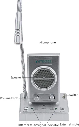 Miniatura 2 de Retekess TW102 Intercomunicador de ventana, sistema de intercomunicación, micrófono de 8 M, micrófono inalámbrico de conexión, altavoz para escuela
