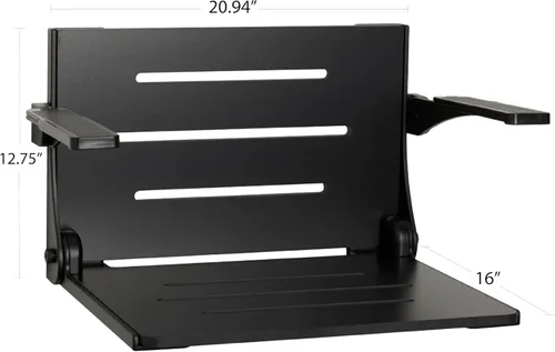 Miniatura 2 de Seachrome Silhouette Comfort Banco de Ducha Plegable de Montaje en Pared con Brazos, Asiento Negro con Marco Negro Mate