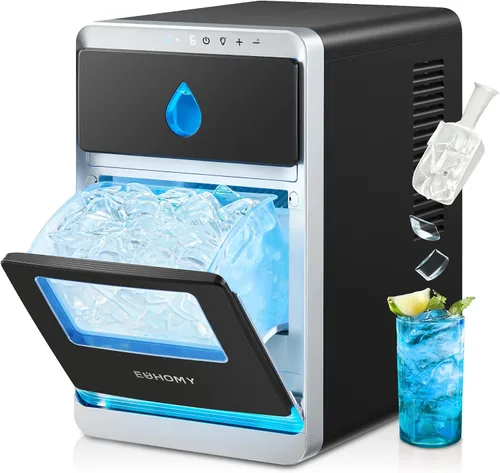 EUHOMY LunaArc - Máquina de hielo Crescent, 16 piezas listas en 12 minutos, 1600 unidades/día, limpieza profunda automática, temporizador, grosor de