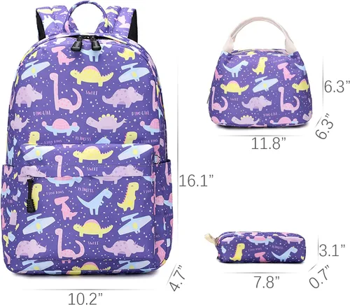 Miniatura 5 de Ecodudo - Morral ligero para niños y niñas, lindas mochilas escolares con lonchera