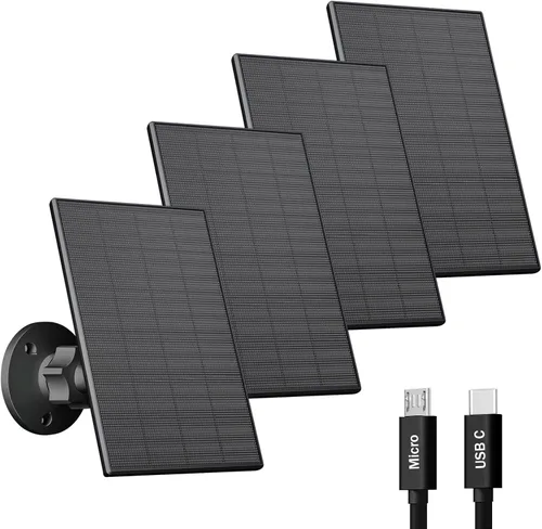 Miniatura 10 de Panel solar de 2 W para cámara de seguridad al aire libre, cargador USB/USB-C con IP65 impermeable, montaje ajustable de 360° y cable de 7.2 pies