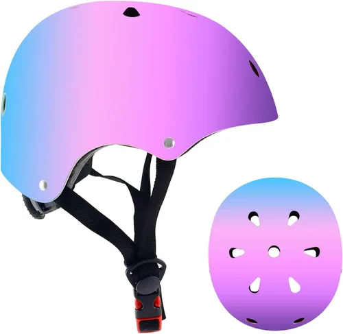 Miniatura 2 de Casco de bicicleta ajustable con gradiente de color para niños pequeños de 3-5-8-14+ años, niñas y niños. Casco para monopatín y bicicleta
