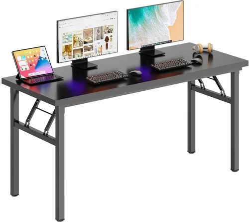 Miniatura 12 de DlandHome - Mesa plegable para computadora de 47 pulgadas, escritorio portátil, mesa de actividades, mesa de conferencias, escritorio de oficina
